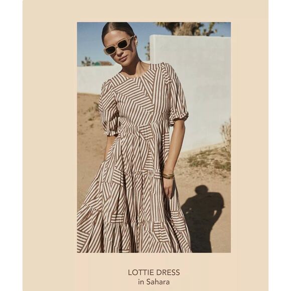 Mister Zimi Dresses & Skirts - Mister Zimi Lottie Sahara Maxi Dress 12 Neutral Stripe Boho Lagenlook Pockets